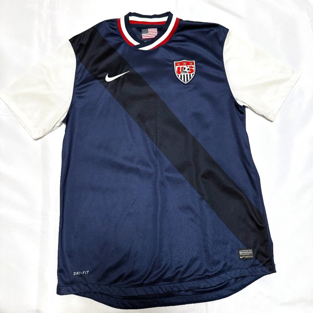 Men's USA USMNT Soccer Jersey Large Red White Blue Nike EUC World Cup Authentic